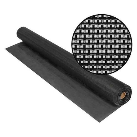 Phifer Door and Window Screen, Vinyl Coated Polyester, 36 in W, 100 ft L, 0.025 in Wire Dia, Black 3000048