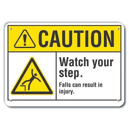 Lyle Reflective Steps Caution Sign, 7 in H, 10 in W, Aluminum, Vertical Rectangle, LCU3-0022-RA_10x7 LCU3-0022-RA_10x7