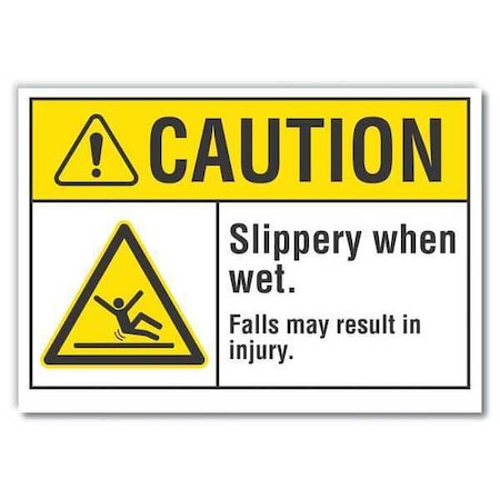 Lyle Slippery Floor Caution Reflective Label, 3 1/2 in H, 5 in W, , English, LCU3-0018-RD_5x3.5 LCU3-0018-RD_5x3.5
