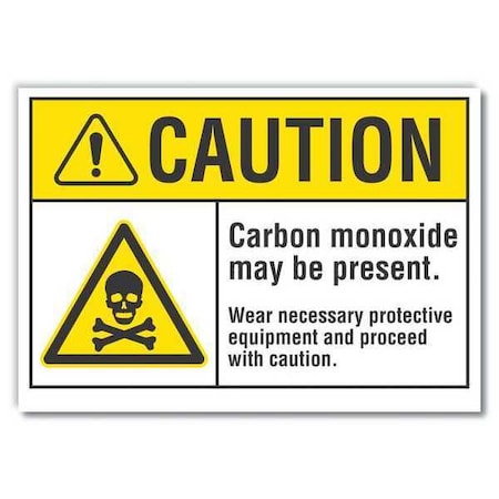 Lyle Carbon Monoxide Caution Reflective Label, 7 in Height, 10 in Width, Reflective Sheeting, English LCU3-0011-RD_10x7