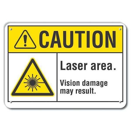 Lyle Radiation & Laser Sign, 7 in H x 10 in W, Aluminum, Vertical Rectangle LCU3-0026-RA_10x7