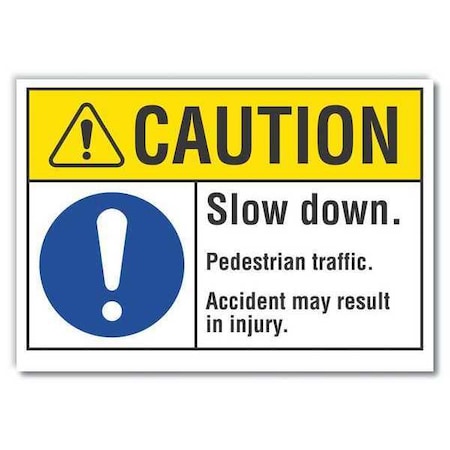 Lyle Pedestrian Traffic Caution Reflective Label, 3 1/2 in H, 5 in W, LCU3-0046-RD_5x3.5 LCU3-0046-RD_5x3.5