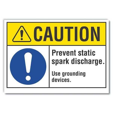 Lyle Caution Sign, Self-Adhesive Vinyl, 5 in. H, LCU3-0050-RD_7x5 LCU3-0050-RD_7x5