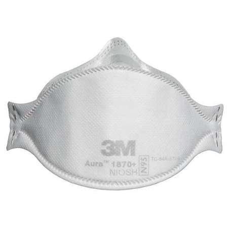 3M Disposable Respirator, N95, Flat-Fold, Dual, Non-Adjustable, Metal Nose Clip, M 1870+