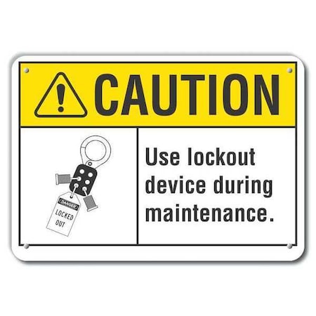 Lyle Reflective  Lockout Tagout Caution Sign, 7 in Height, 10 in Width, Aluminum, Vertical Rectangle LCU3-0103-RA_10x7