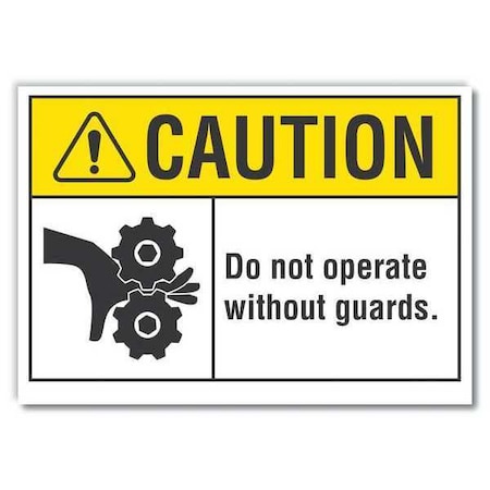 Lyle Machine Guards Caution Reflective Label, 3 1/2 in Height, 5 in Width, Reflective Sheeting, English LCU3-0104-RD_5x3.5