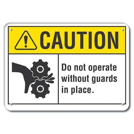 Lyle Reflective  Machine Guards Caution Sign, 10 in Height, 14 in Width, Aluminum, Horizontal Rectangle LCU3-0105-RA_14x10