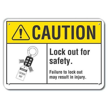 Lyle Caution Sign, 10 in Height, 14 in Width, Aluminum, Horizontal Rectangle, English LCU3-0102-RA_14x10
