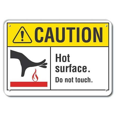 Lyle Hot Surface Sign, 7 in H x 10 in W, Aluminum, Hot Surface. Do Not Touch. LCU3-0099-RA_10x7
