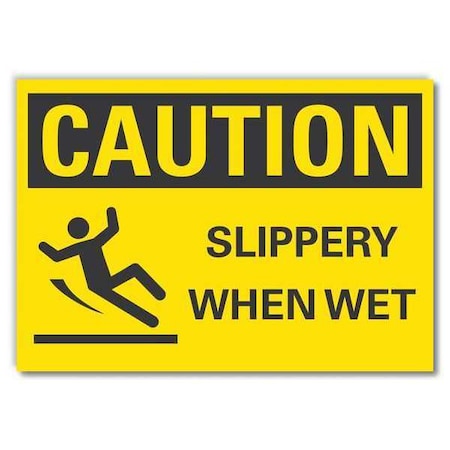 Lyle Slippery Floor Caution Reflective Label, 7 in H, 10 in W, , English, LCU3-0141-RD_10x7 LCU3-0141-RD_10x7