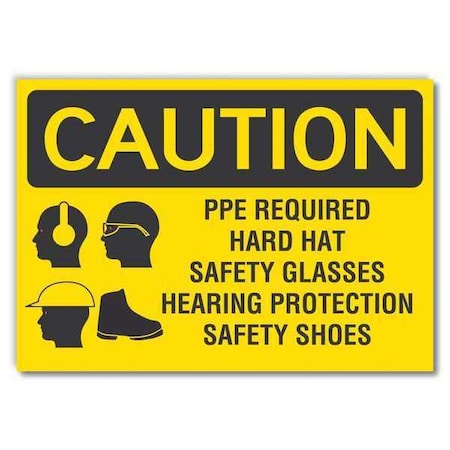 Lyle Caution Sign, Self-Adhesive Vinyl, 5 in. H, LCU3-0188-RD_7x5 LCU3-0188-RD_7x5