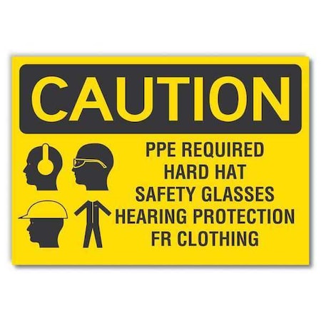 Lyle Caution Sign, Self-Adhesive Vinyl, 10 in H, LCU3-0190-RD_14x10 LCU3-0190-RD_14x10