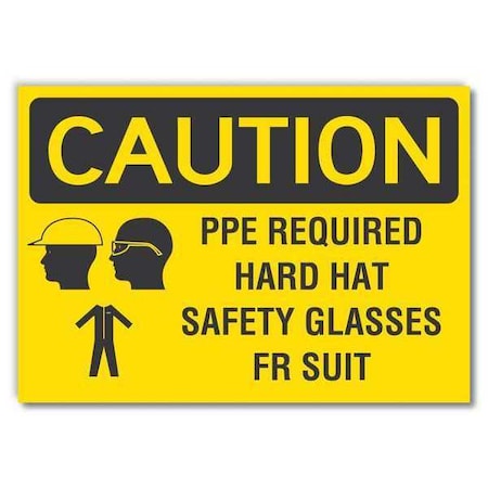Lyle Caution Sign, Self-Adhesive Vinyl, 5 in. H, LCU3-0193-RD_7x5 LCU3-0193-RD_7x5
