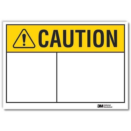 Lyle Caution Sign, 5" W, 3-1/2" H, English, Vinyl, White, Yellow LCU3-0199-RD_5x3.5