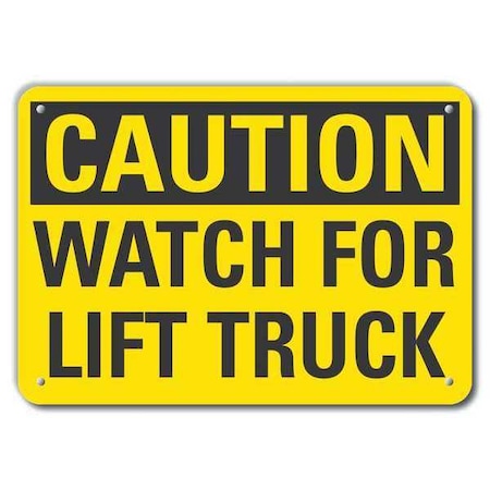 Lyle Reflective Lift Truck Traffic Caution Sign, 7 in H, 10 in W, Vertical Rectangle, LCU3-0268-RA_10x7 LCU3-0268-RA_10x7