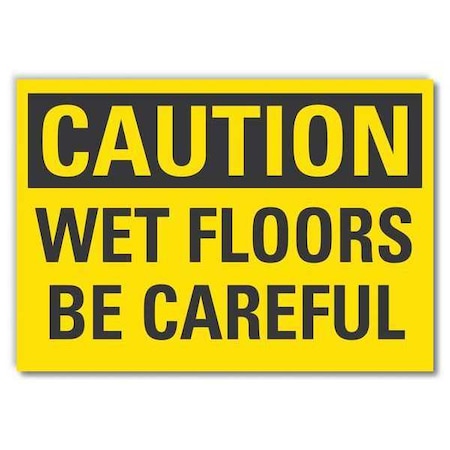 Lyle Wet Floor Caution Reflective Label, 3 1/2 in H, 5 in W, , English, LCU3-0278-RD_5x3.5 LCU3-0278-RD_5x3.5