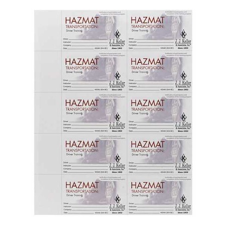 Jj Keller RefMaterial, HazMatTraining, Card, PK10 40548