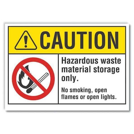 Lyle Hazardous Waste Caution Reflective Label, 10 in Height, 14 in Width, Reflective Sheeting, English LCU3-0076-RD_14x10