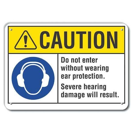 Lyle Reflective  Ear  Caution Sign, 7 in Height, 10 in Width, Aluminum, Vertical Rectangle, English LCU3-0058-RA_10x7