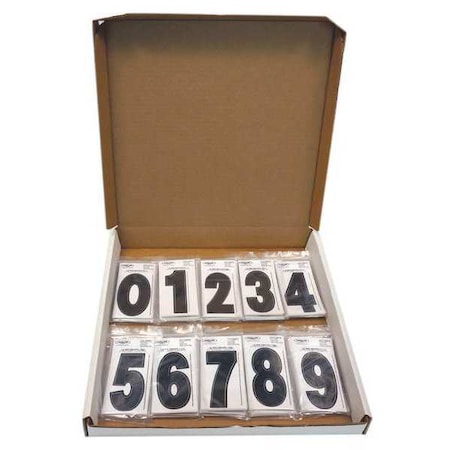 Hardline Products Number Label Set, Vinyl, 3 in H, 1-1/4 in W, PK100 3SCBP10