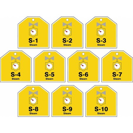Accuform Energy Source ID Tag, No Header, Plastic, 2-1/2" Width, 2-1/2" Height, Write On Surface: No , 10 PK TDJ120VPR
