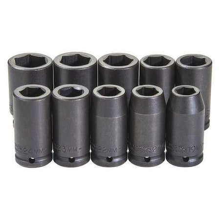 Proto 3/4" Drive Impact Socket Set, Metric, 10 pcs J72100M