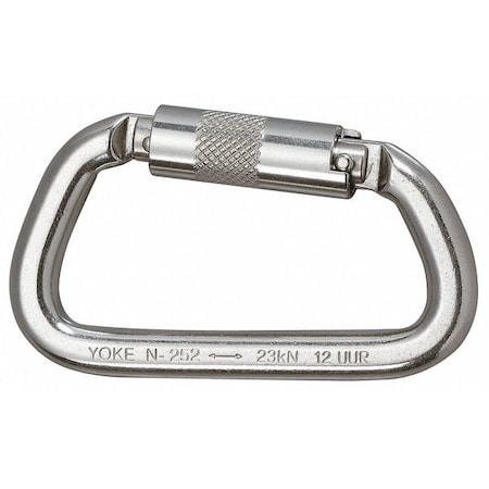 Miller Carabiner, Double-Locking, Offset-D, 535EDGPP5K Length, 3/4" Gate Opening, Stainless Steel, Silver SSRLC