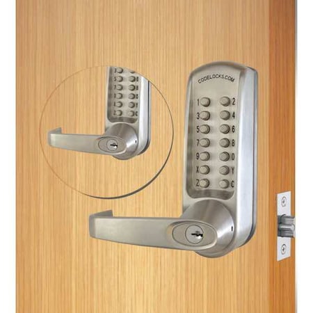 Codelocks Mechanical Lockset, Brushed Steel, Lever CL610BB-BS