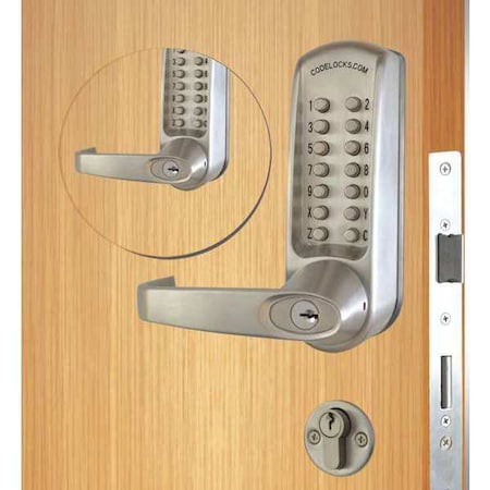 Codelocks Mechanical Lockset, Brushed Steel, Lever CL650BB-BS