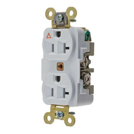 Hubbell Wiring Device-Kellems Duplex Straight Blade Receptacle, 5-20R, 20 A, 125V AC, 2 Pole, 3 Wire, Flush Mount IG5362W