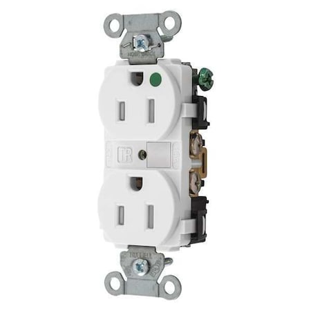 Bryant Straight Blade Receptacle, 5-15R, 15 A, 125V AC, 2 Pole, 3 Wire, Flush Mount, Grounded 8200HBWTR