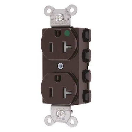 Hubbell Wiring Device-Kellems Straight Blade Receptacle, 5-20R, 20 A, 125V AC, 2 Pole, 3 Wire, Flush Mount, Grounded SNAP8300TRA
