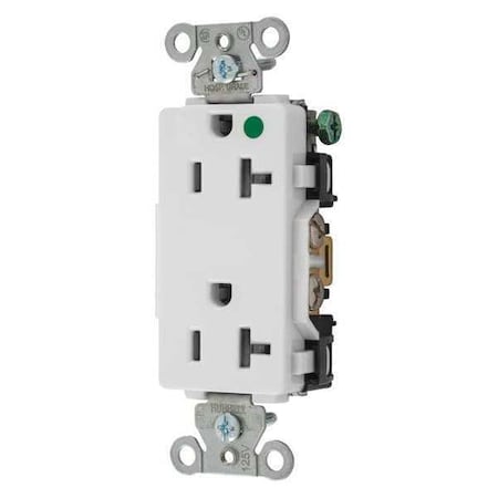 Hubbell Wiring Device-Kellems Straight Blade Receptacle, 5-20R, 20 A, 125V AC, 2 Pole, 3 Wire, Flush Mount, Grounded 2182W