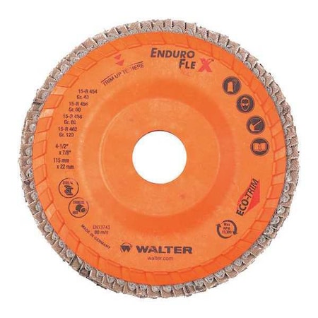 Walter Surface Technologies Flap Disc, Coarse, Grit 40 15R454
