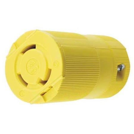 Hubbell Wiring Device-Kellems Locking Connector, L5-30R, 30 A, 125V AC, Single Phase, 2 Pole, Screw Terminals, Yellow HBL2613VY