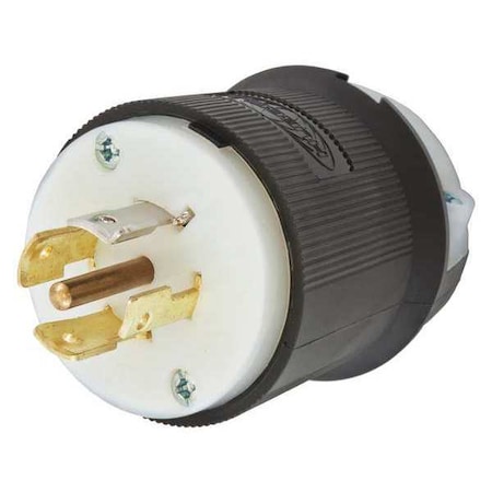 Hubbell Wiring Device-Kellems Locking Plug, L23-20P, 20 A, 347/600V AC, Three Phase, 4 Pole, Screw Terminals, Black, White HBL2531