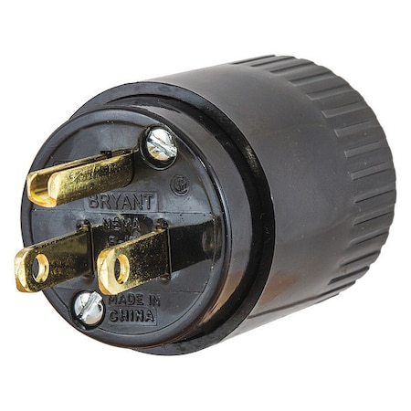Hubbell Wiring Device-Kellems Straight Blade Plug, 5-15P, 15 A, 125V AC, 2 Pole, Screw Terminals, Grounded 515P