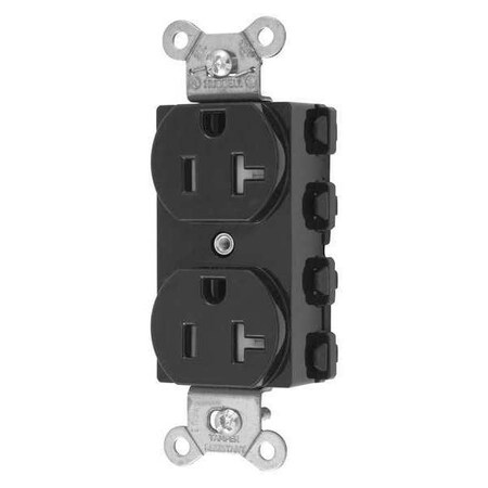 Hubbell Wiring Device-Kellems Straight Blade Receptacle, 5-20R, 20 A, 125V AC, 2 Pole, 3 Wire, Flush Mount, Grounded SNAP5362BKTRA