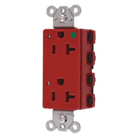 Hubbell Wiring Device-Kellems Straight Blade Receptacle, 5-20R, 20 A, 125V AC, 2 Pole, 3 Wire, Flush Mount, Grounded SNAP2182RL