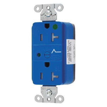 Hubbell Wiring Device-Kellems Straight Blade Receptacle, 5-20R, 20 A, 125V AC, 2 Pole, 3 Wire, Flush Mount, Grounded SNAP8362S