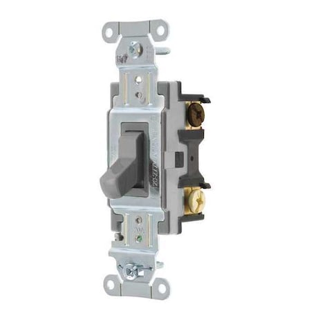 Hubbell Wiring Device-Kellems Wall Switch, 20A, Gray, 1 HP, 3-Way Switch CSB320GY