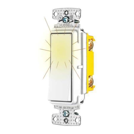 Hubbell Wiring Device-Kellems Wall Switch, White, 1/2 HP, 1-Pole Switch RSD115PLW