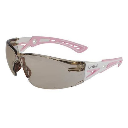 Bolle Safety Rush+ Small, Safety Glasses, Anti-Fog, Anti-Static & Anti-Scratch, Copper Lens, Pink/White Frame 40249