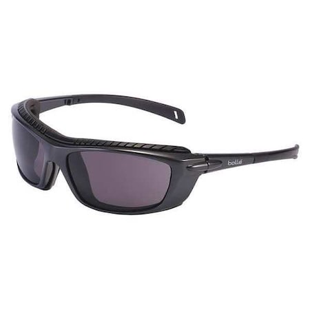 Bolle Safety Baxter, Safety Glasses, Anti-Fog & Anti-Scratch, Smoke Lens, Black/Blue Frame, Full-Frame 40277