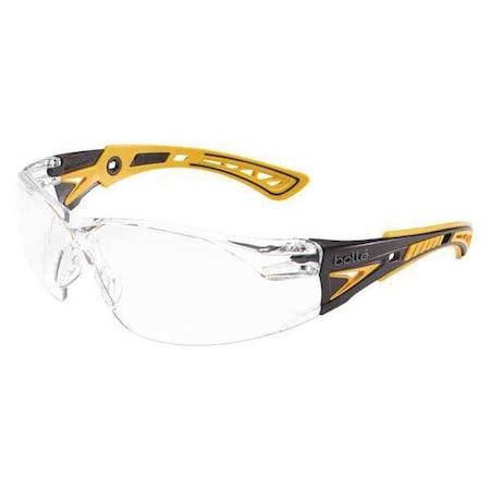 Bolle Safety Rush+, Safety Glasses, Anti-Fog, Anti-Static & Anti-Scratch, Clear Lens, Black/Yellow Frame 40243
