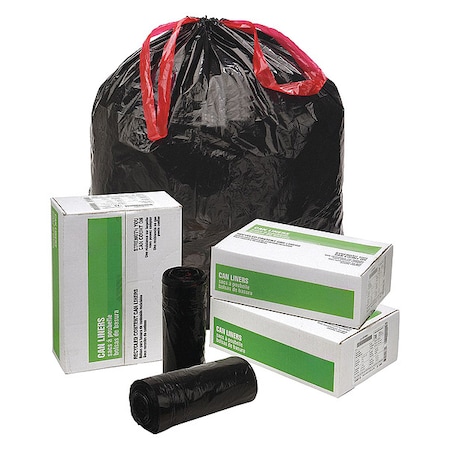 Tough Guy 30 Gal Recycled Material Trash Bags, 30 in x 32 in, Extra Heavy-Duty, 1.05 mil, Flat, 70 Pack 49YW61