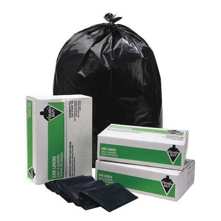 Tough Guy 33 Gal Recycled Material Trash Bags, 32 in x 37 in, Super Heavy-Duty, 3 mil, Flat Seal, 50 Pack 49YW68
