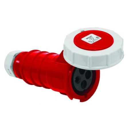 Bryant Watertight Pin & Sleeve Connector, 20 A, 480V AC, Three Phase, 3 Pole, IEC Grounding, Red BRY420C7W