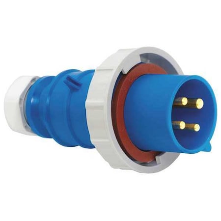 Bryant Pin & Sleeve Plug, 20 A, 250V AC, Single Phase, 2 Pole, IEC Grounding, Blue, NEMA Not Rated BRY320P6W