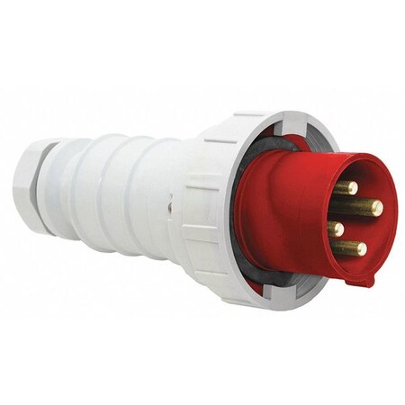 Bryant Pin & Sleeve Plug, 100 A, 480V AC, Three Phase, 3 Pole, IEC Grounding, Red, NEMA Not Rated BRY4100P7W